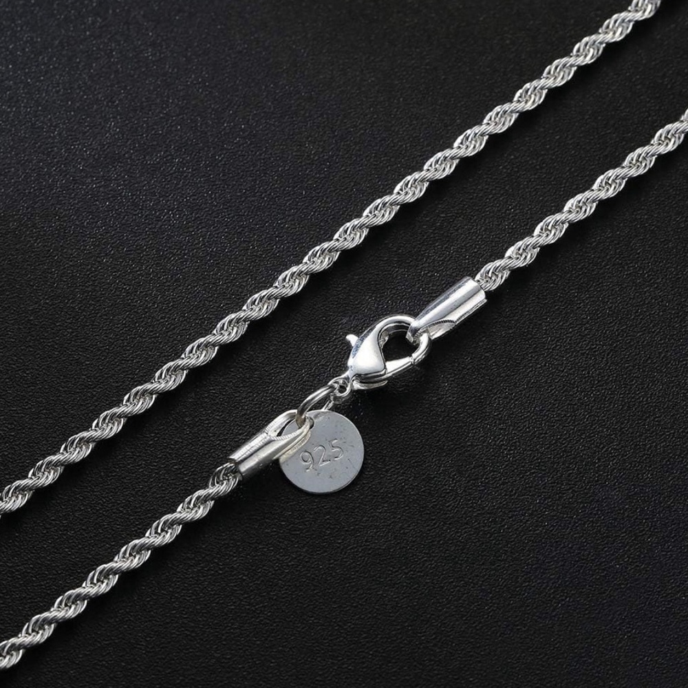 - 925 Sterling Silver Rope Chain - Picture 2 of 10